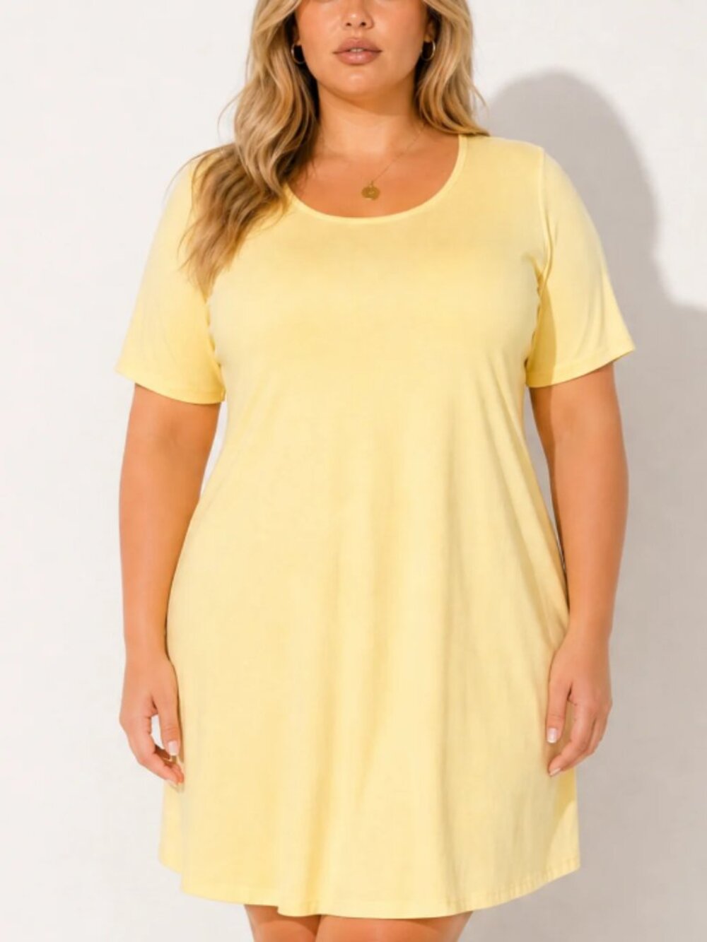 Plus Size Lounge Escape Tee Dress - Yellow